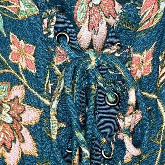 WILLIAMRAST Women Ruffle Mini Dress Layered Floral Green Size XXL Sleeveless Tie - Picture 8 of 13